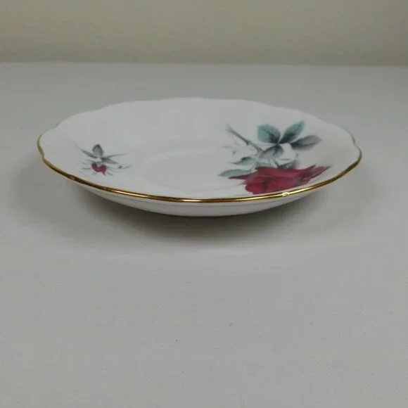 Royal Albert Sweet Romance Saucer ONLY Bone China Red Rose Gold Rim Replacement - Picture 4 of 7